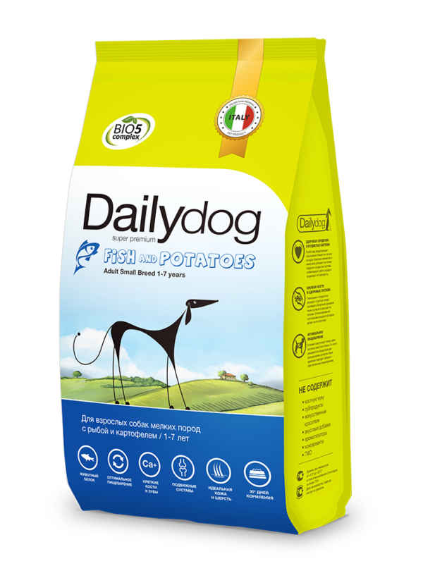 Dailydog for adult dogs of small breeds, with fish and potatoes - Dailypet